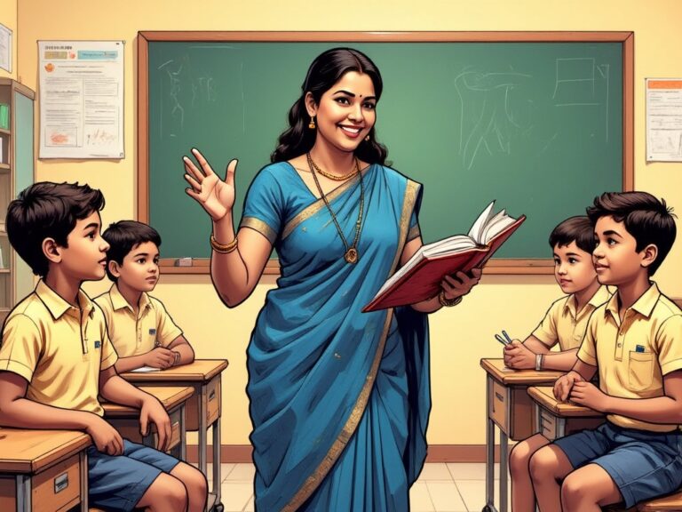 Teacher using a book to tell stories to students